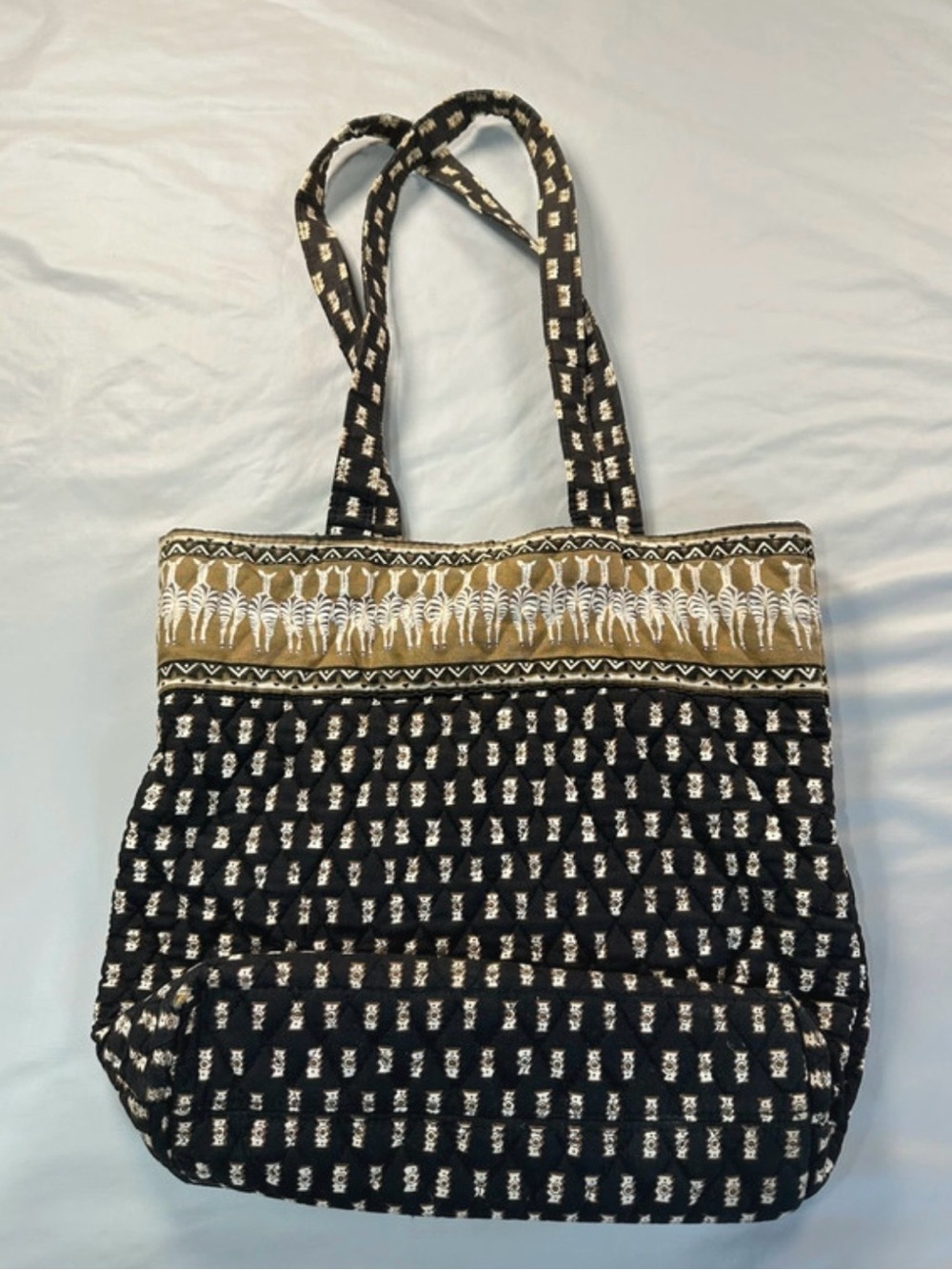 Vera Bradley Black and Zebra Patterned Shoulder Tote
